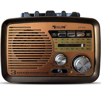 Retoo Retro Radio Bluetooth FM Vintage Kofferradio Küchenradio hellbrau Küchen-Radio (Batteriebetrieben, unterstützt USB, Bluetooth,SD-Karte, AM, FM, SW, 2,00 W, Mobilność, retro design, USB, Bluetooth, SD, AM, FM, SW)