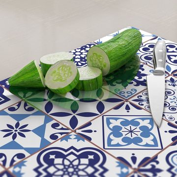 DEQORI Schneidebrett 'Azulejo Wandkacheln', Glas, Platte Frühstücksbrett Schneideplatte