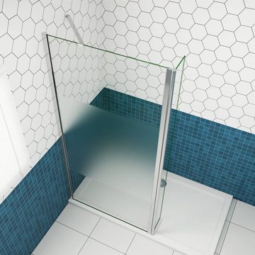 duschspa Duschwand ESG Glastrennwand mit Flipper-Panel Duschwand mit Milchstreifen, Einscheibensicherheitsglas, Sicherheitsglas, (Set), Glas