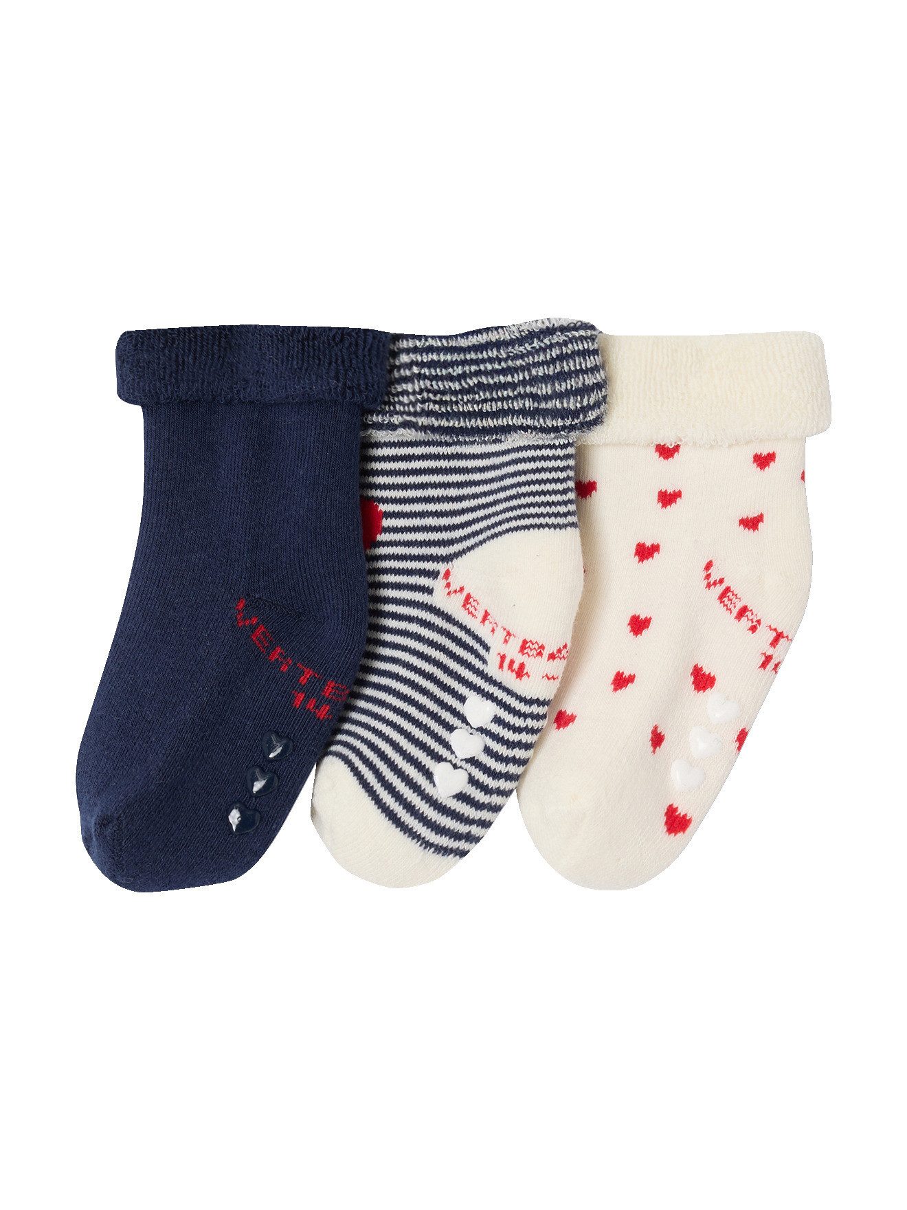 vertbaudet Socken Dicke Socken HERZEN mit Umschlag, Baby 3er-Pack