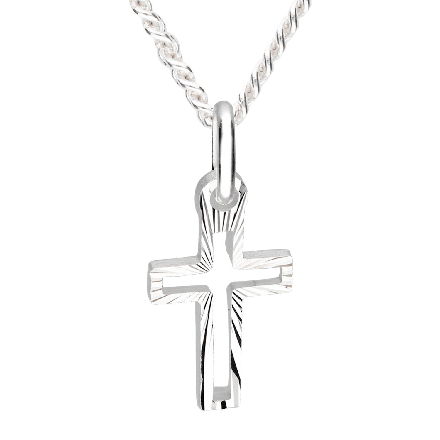 LÖB Kette mit Anhänger 925 Silber Kette Kreuz Anhänger Halskette Kreuzanhänger Kreuzkette (Geschenke für Frauen Beste Freundin Mutter Mama Damen zum Geburtstag Weihnachten Weihnachtsgeschenke, Inkl. Schmuckbox), Diamantiert Schlicht Silberkette Taufe Kommunion Damen Herren Kinder