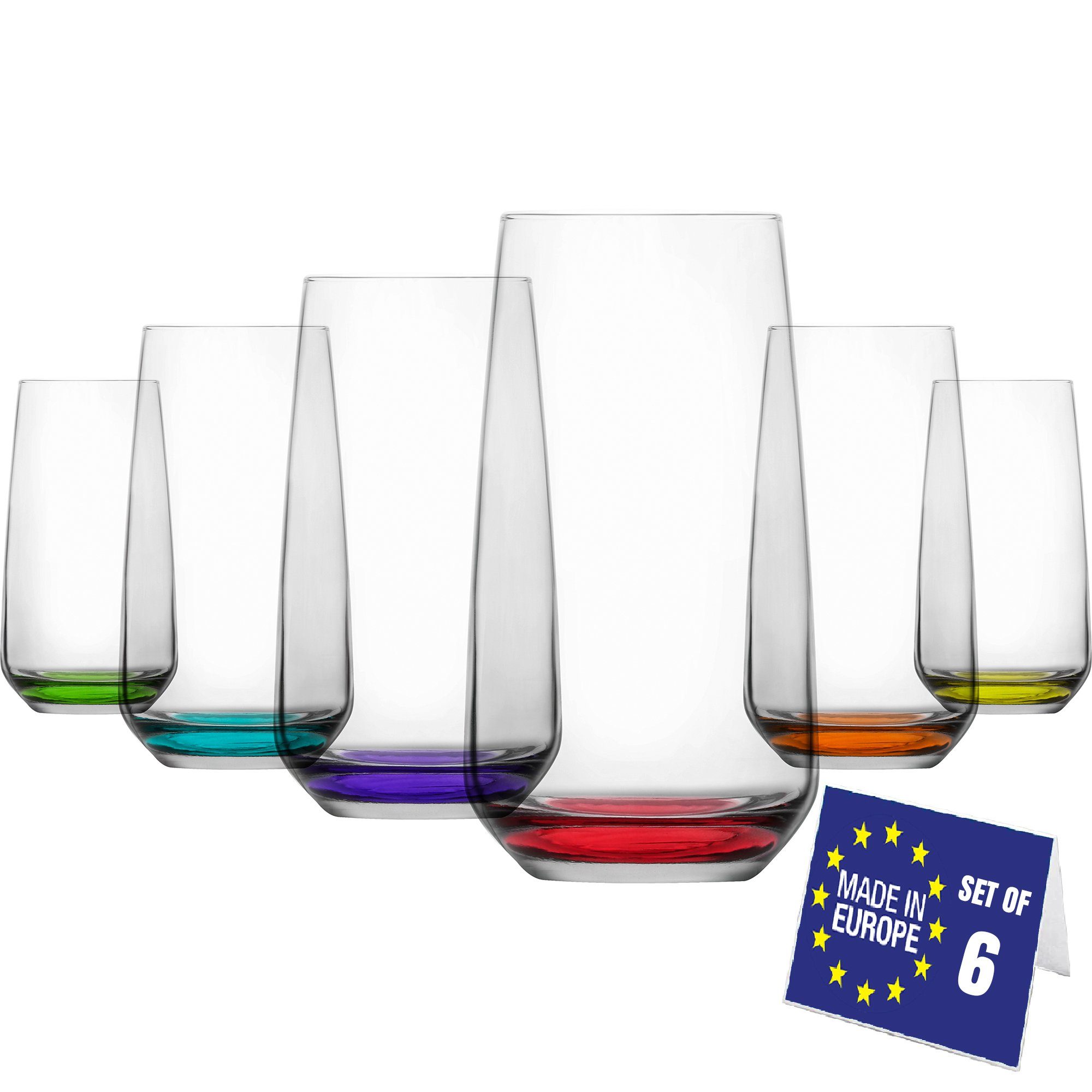 LAV Cocktailglas Lal Bunte Boden Trinkgläser: 6er Set 480cc für Cocktails, Glas