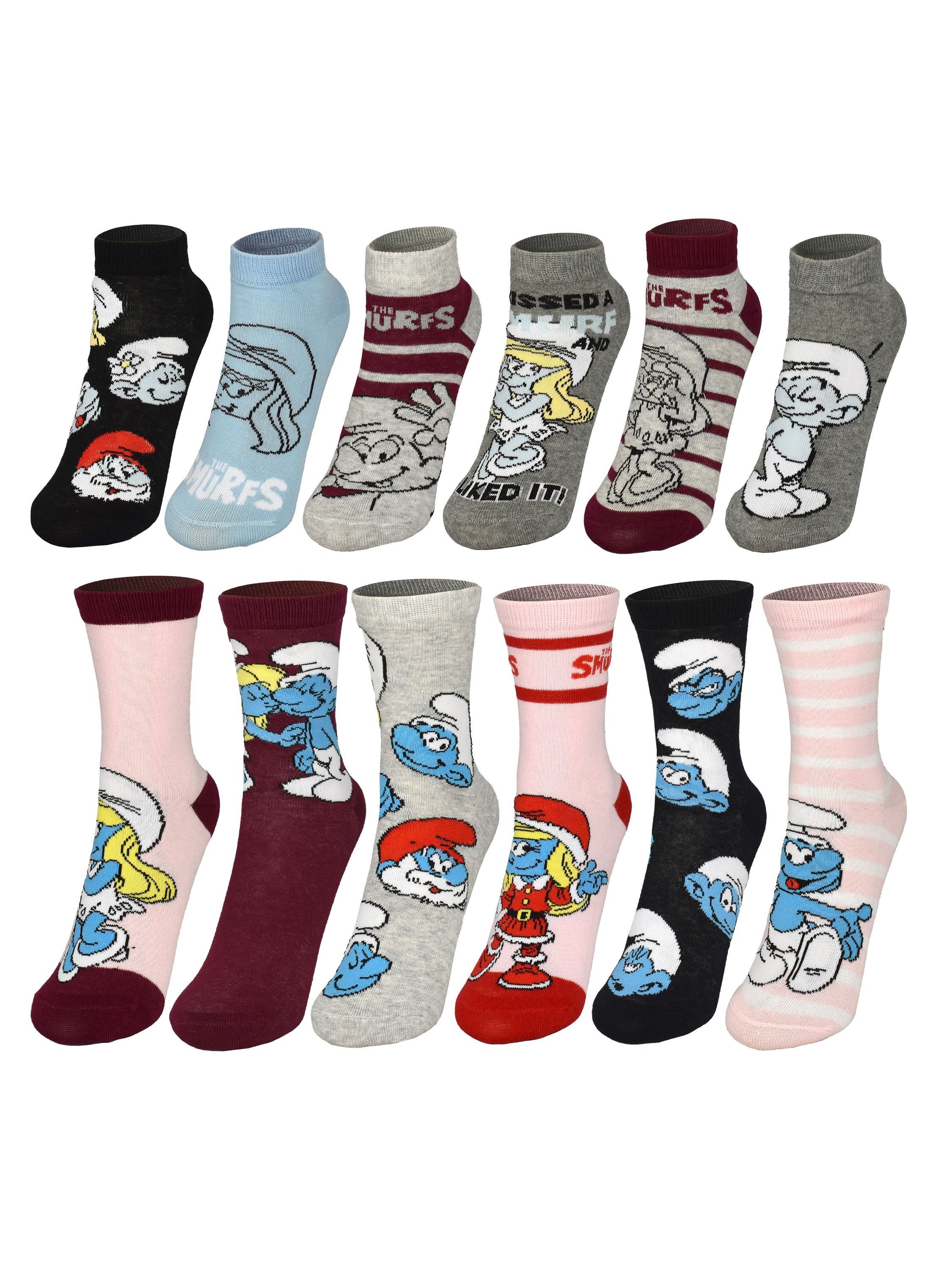 United Labels® Adventskalender Die Schlümpfe Socken Adventskalender mit 12 Paar kurz und lang – Bild 5 von 5