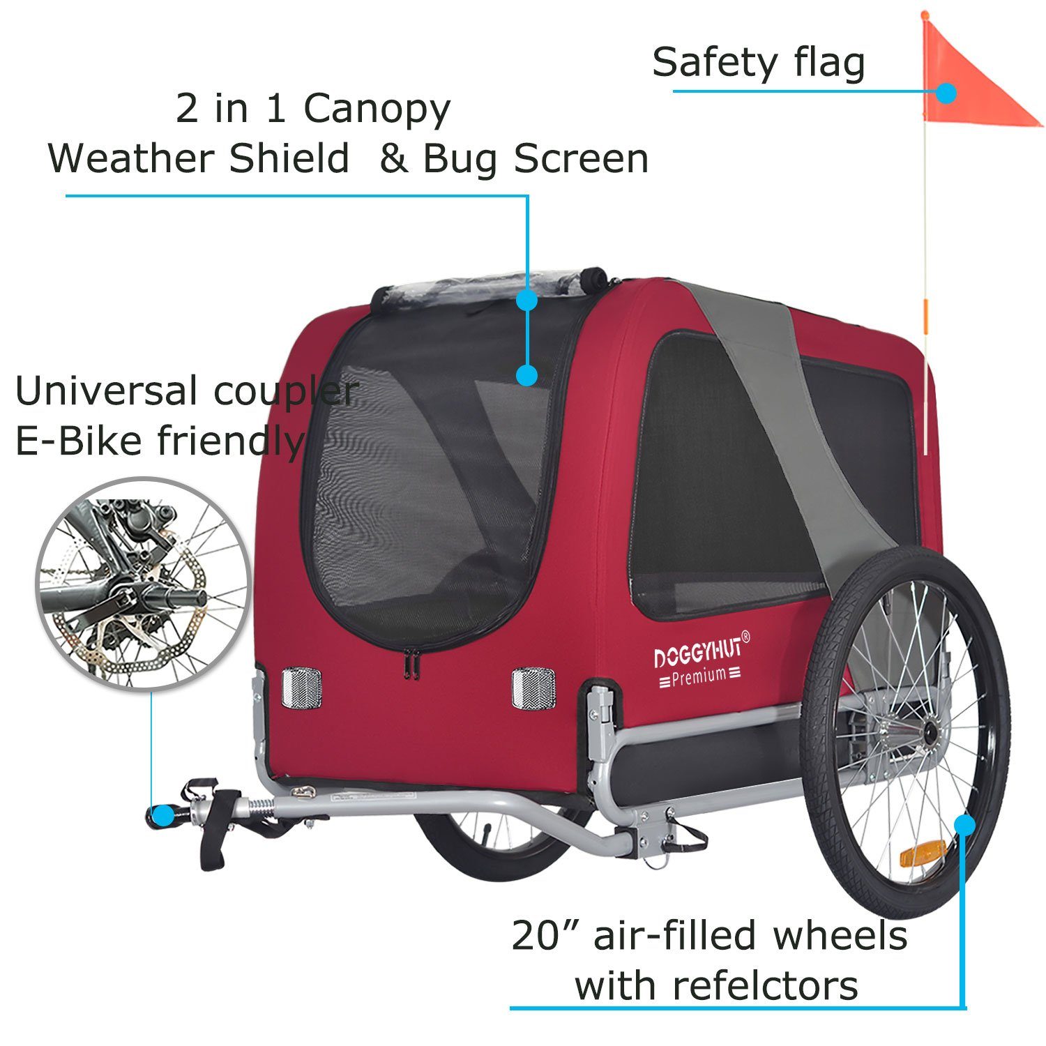 TIGGO Fahrradhundeanhänger DOGGYHUT® Hundefahrradanhänger 15 - 30kg Hundeanhänger Fahrradanhänger