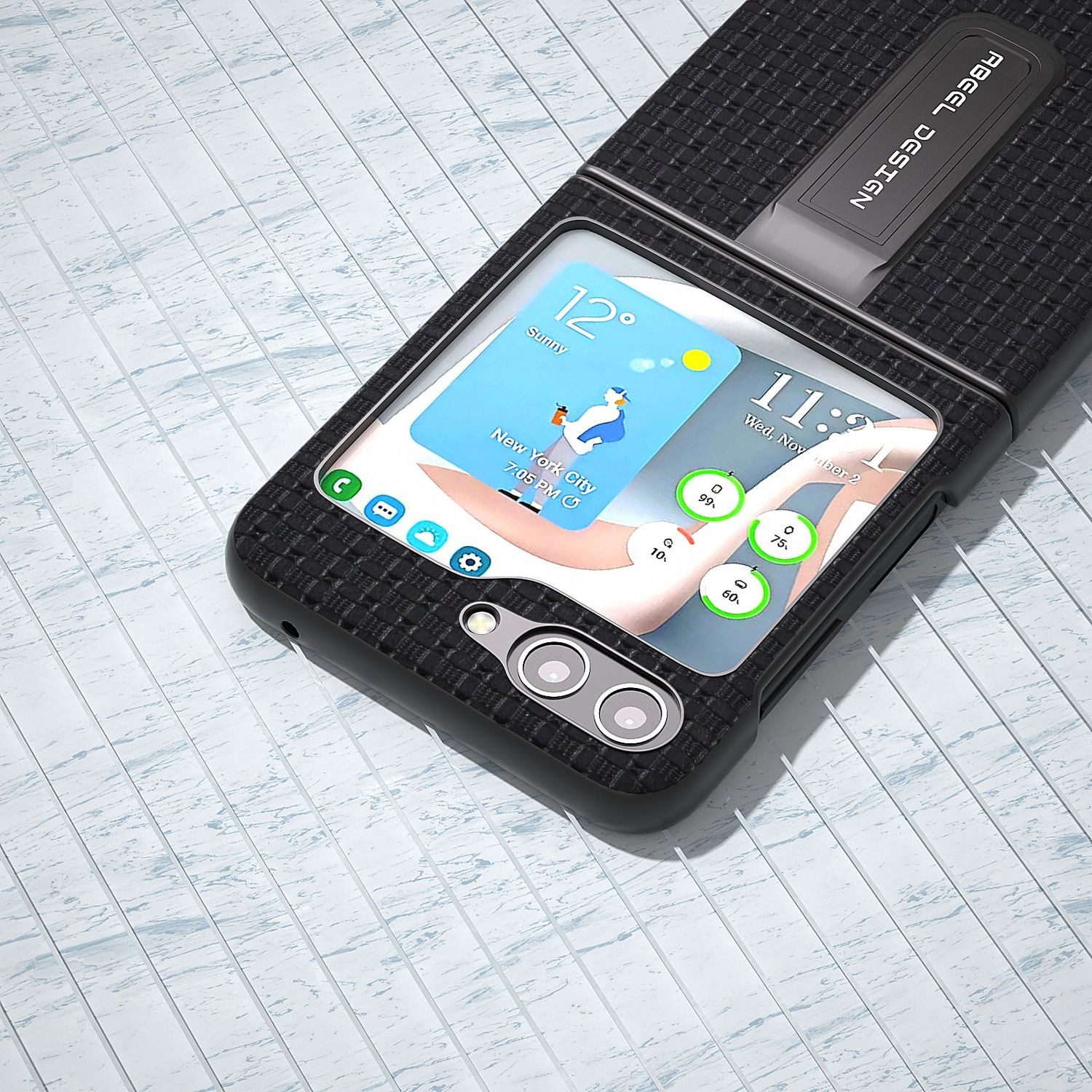 Wigento Handyhülle Für Samsung Galaxy Z Flip5 5G Echt Leder Handy Tasche Hülle Cover Etui