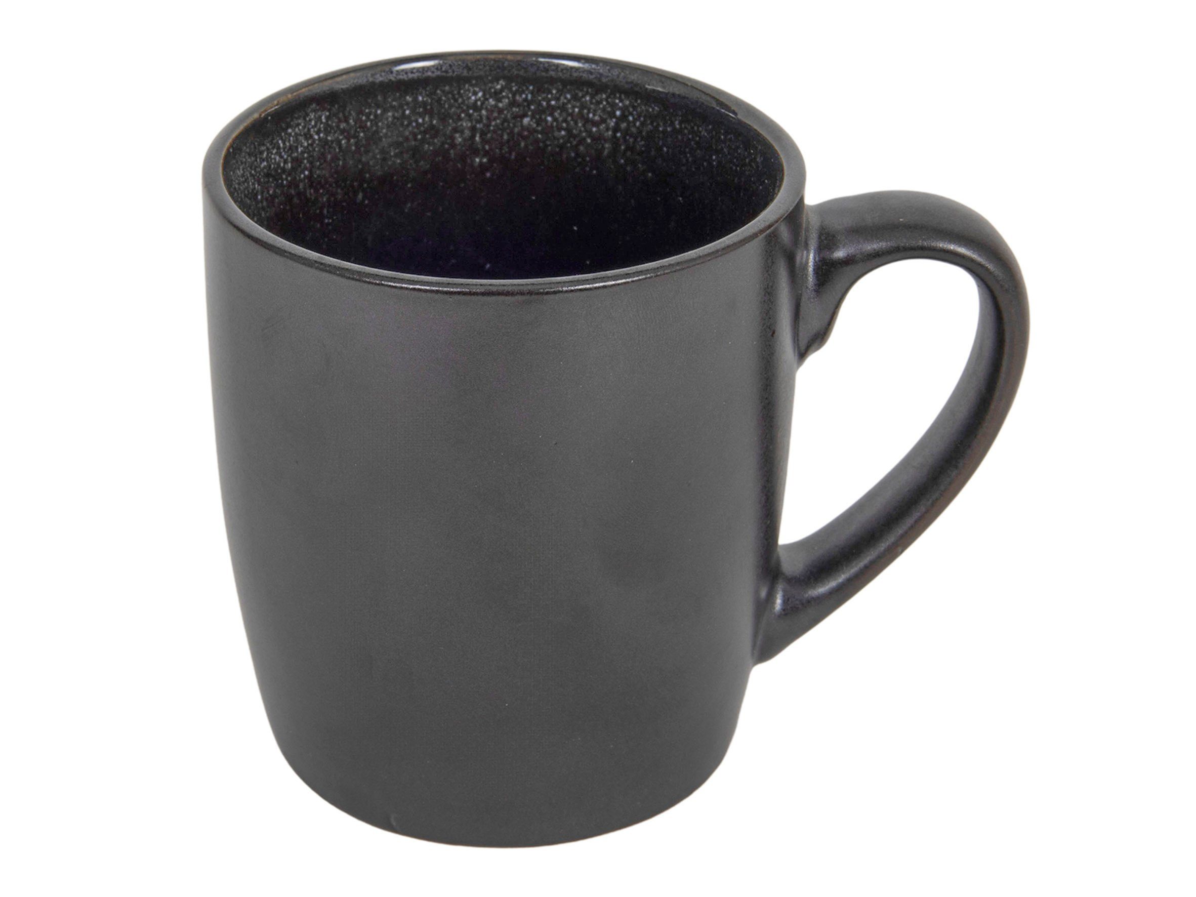 Spetebo Tasse Kaffeebecher schwarz Henkel 350 mit Kaffeetasse ml, spülmaschinenfest metallic Porzellan, Teetasse