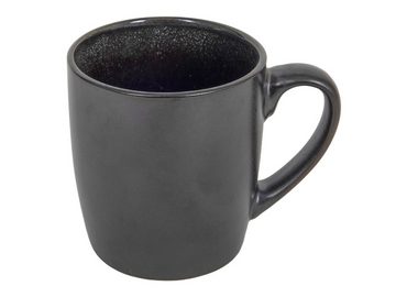 Spetebo Tasse Kaffeebecher schwarz metallic 350 ml, Porzellan, Kaffeetasse Teetasse mit Henkel spülmaschinenfest