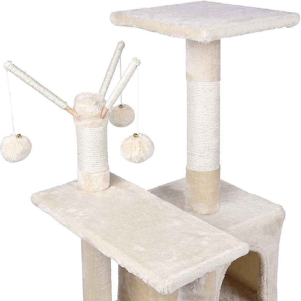 Mucola Kratzbaum Kratzbaum 121CM Katzenbaum Beige Katzenkratzbaum Katzen Kletterbaum, Gesamthöhe 121cm