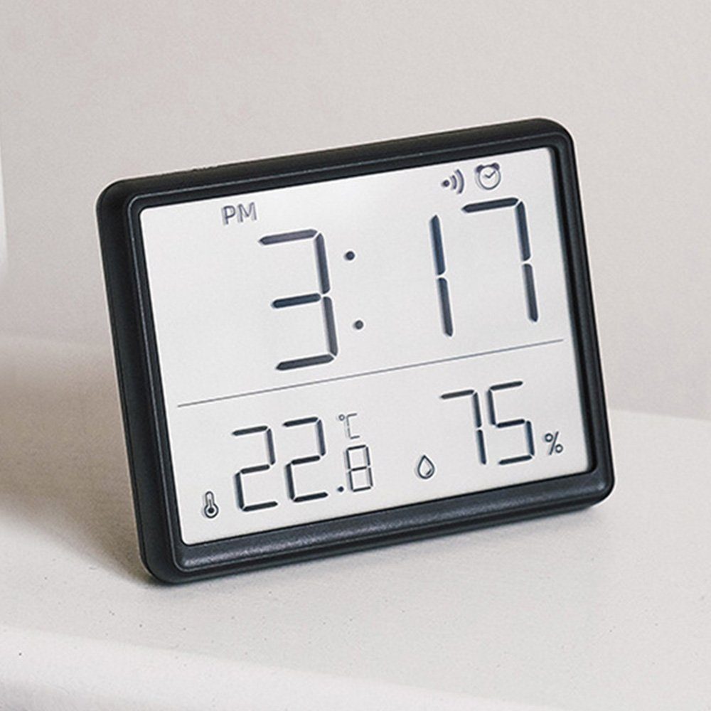 Fenteer Digitaler Wecker, elektrische Uhren, 12/24 Stunden, modern, genau,  mit Temperatur- und Luftfeuchtigkeitsüberwachung für den Schreibtisch im