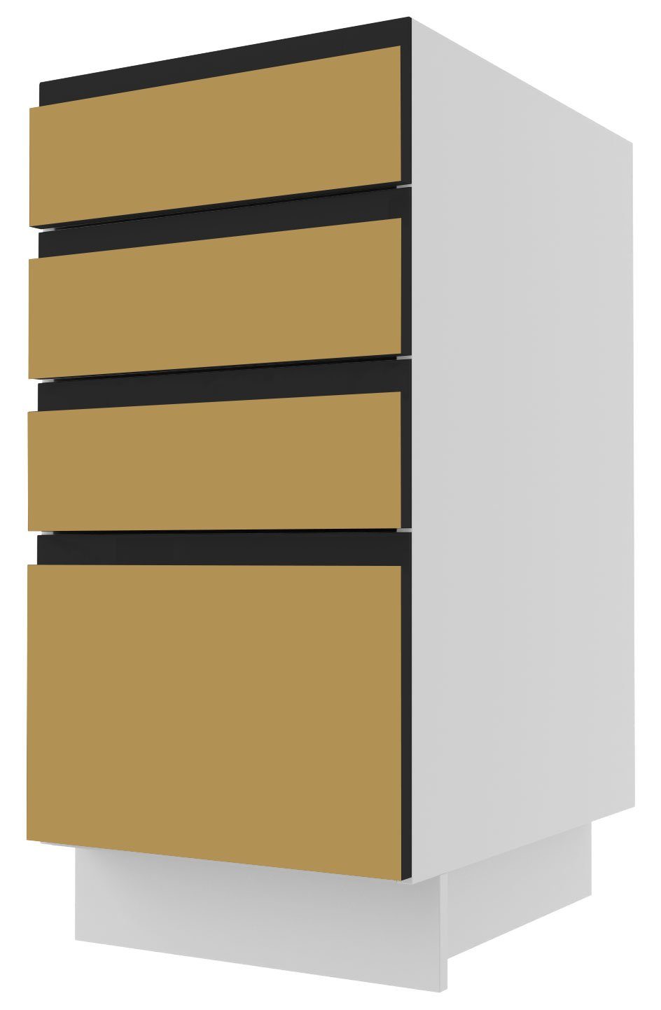 gold Front- wählbar Unterschrank Schubladen super Feldmann-Wohnen 40cm 4 grifflos Velden matt Korpusfarbe (Teilauszug) &