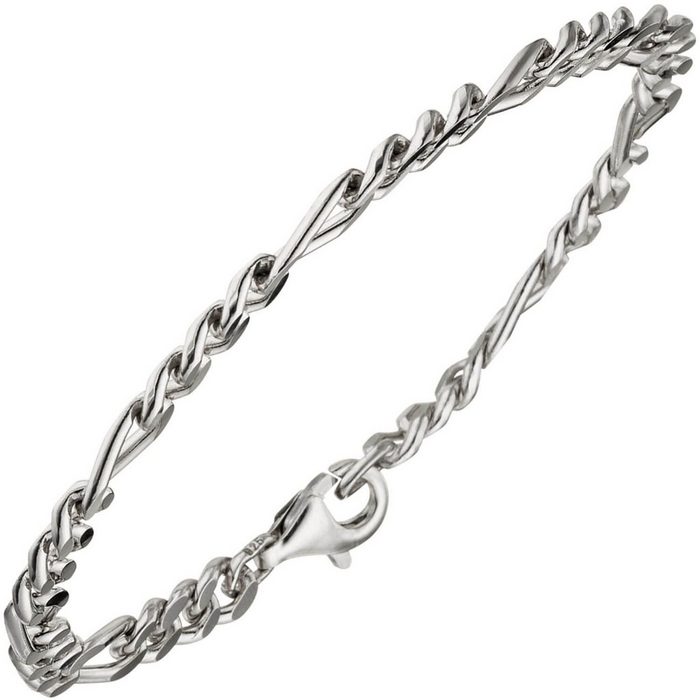 Schmuck Krone Silberarmband 5 3mm Armband Figarokette aus 925 Silber rhodiniert diamantiert Armschmuck 21cm