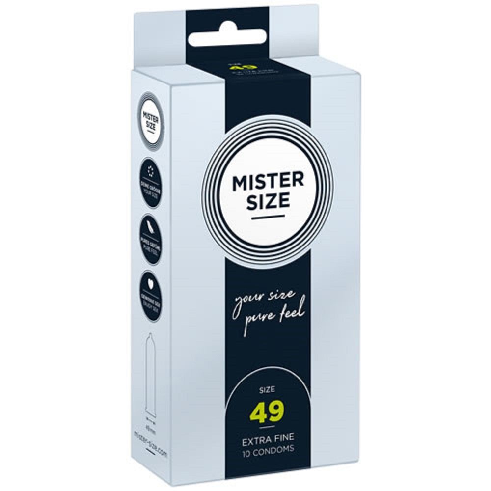 MISTER SIZE Kondome Mister Size «49» Maßkondome - elegant & feinfühlig Packung mit, 10 St., Kondome in Größe S, vegan, extra dünn & extra fein, das passende Kondom in Ihrer Größe
