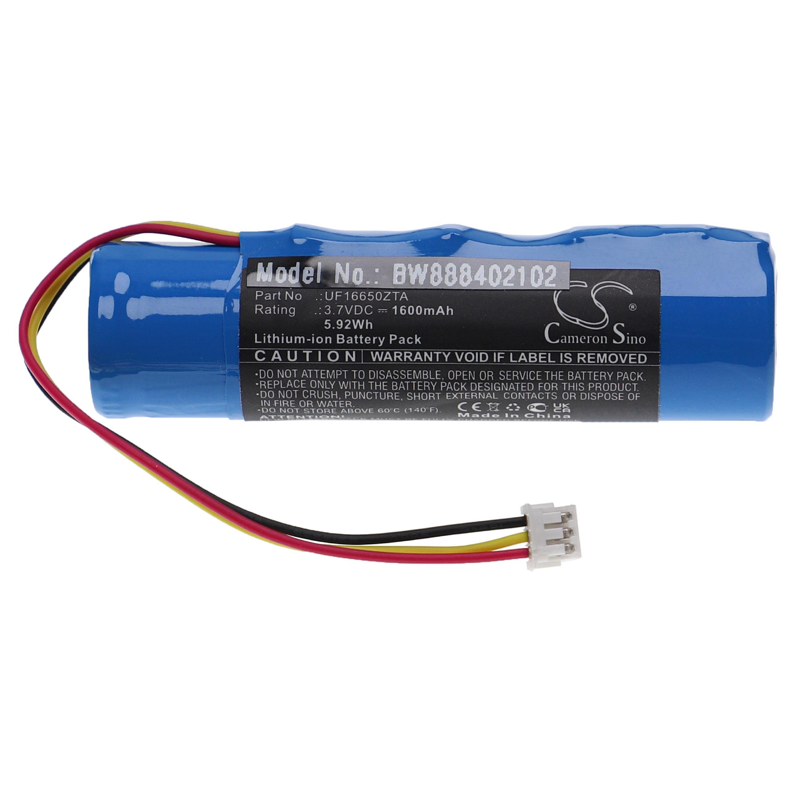 vhbw Ersatz für AKAI 58-000252, UF16650ZTA, NB2537-R0 für Akku Li-Ion 1600 mAh (3,7 V)