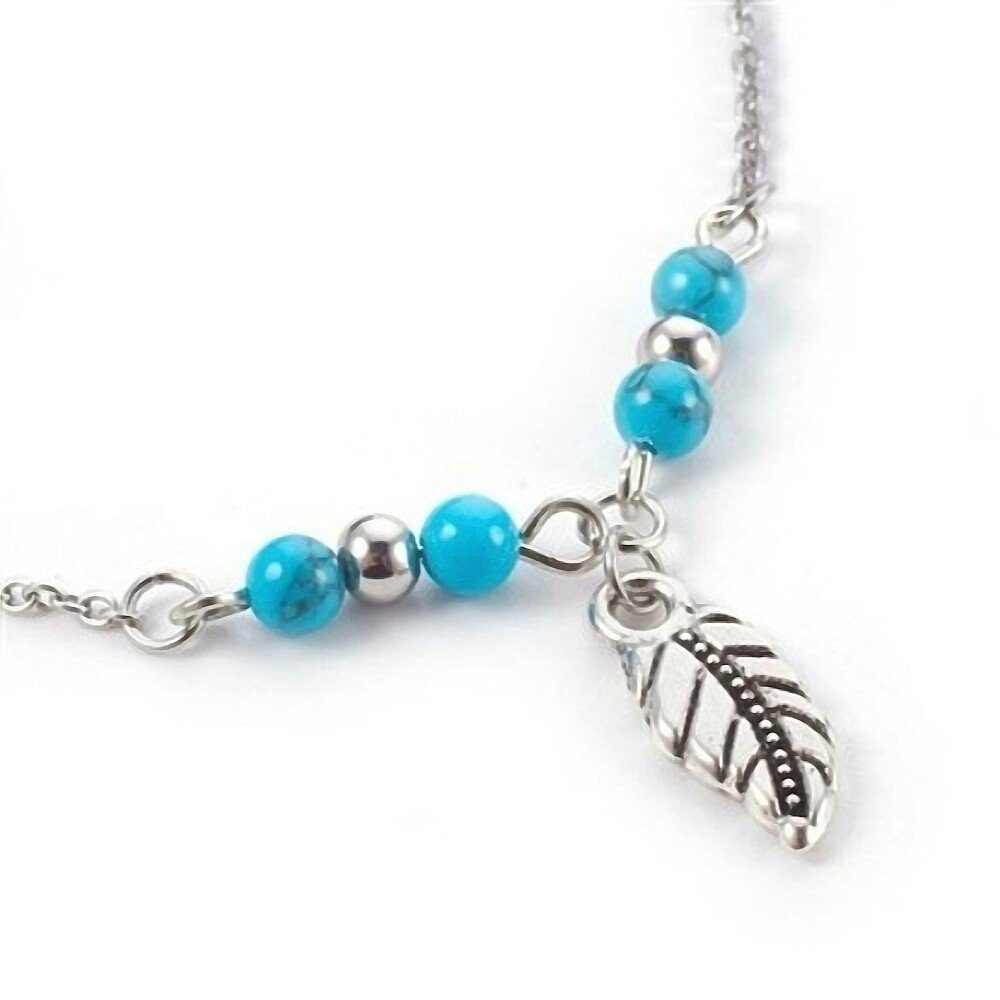 Westernlifestyle Fußkette Fußkette Fußkettchen Türkisperlen Feder günstig online kaufen