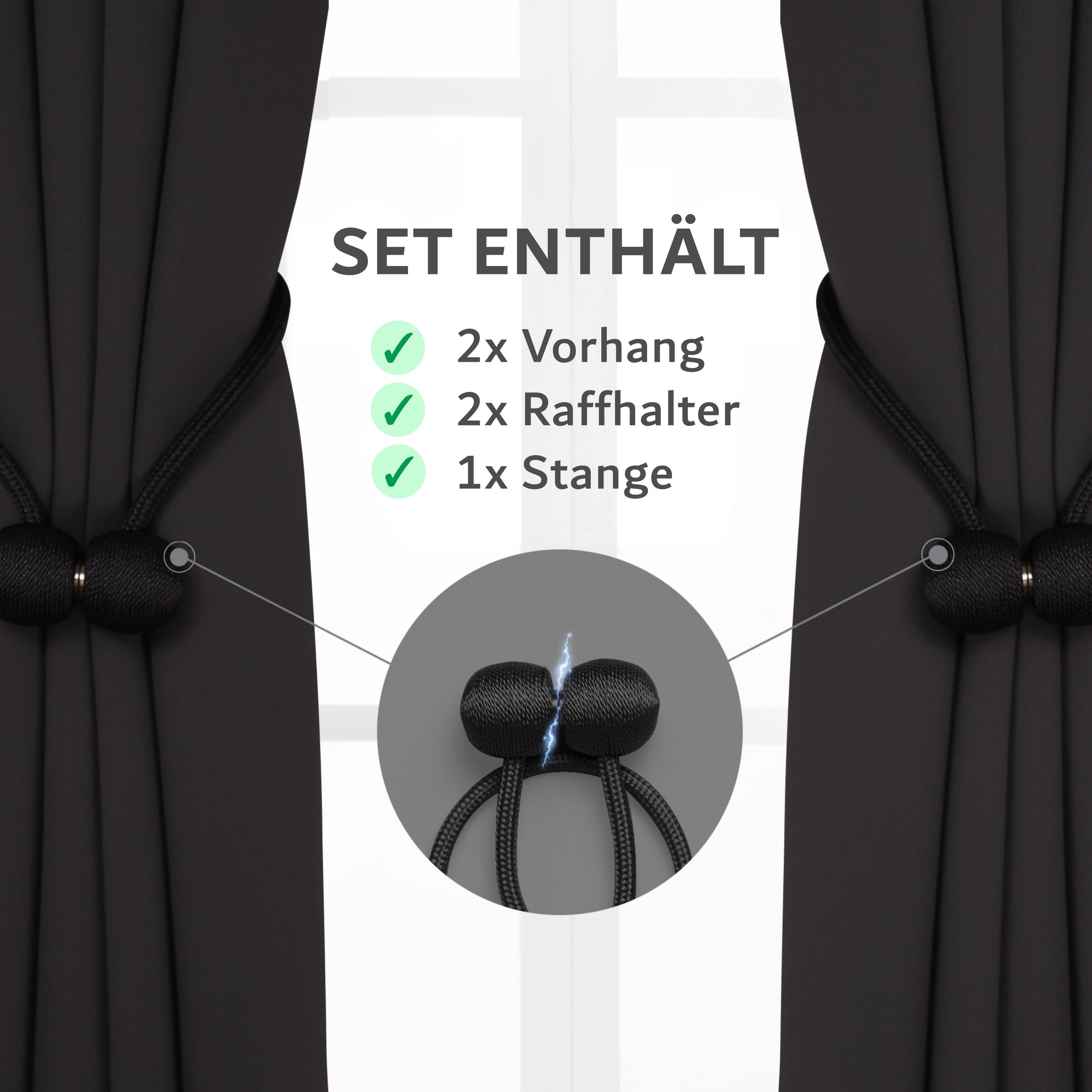 Cozyor Verdunkelungsvorhang 2er-Set inkl. 2 Magnethalter, thermoisolierend, Gardinen blickdicht (2 St), Ösen, verdunkelnd, Mikrofaser Polyester