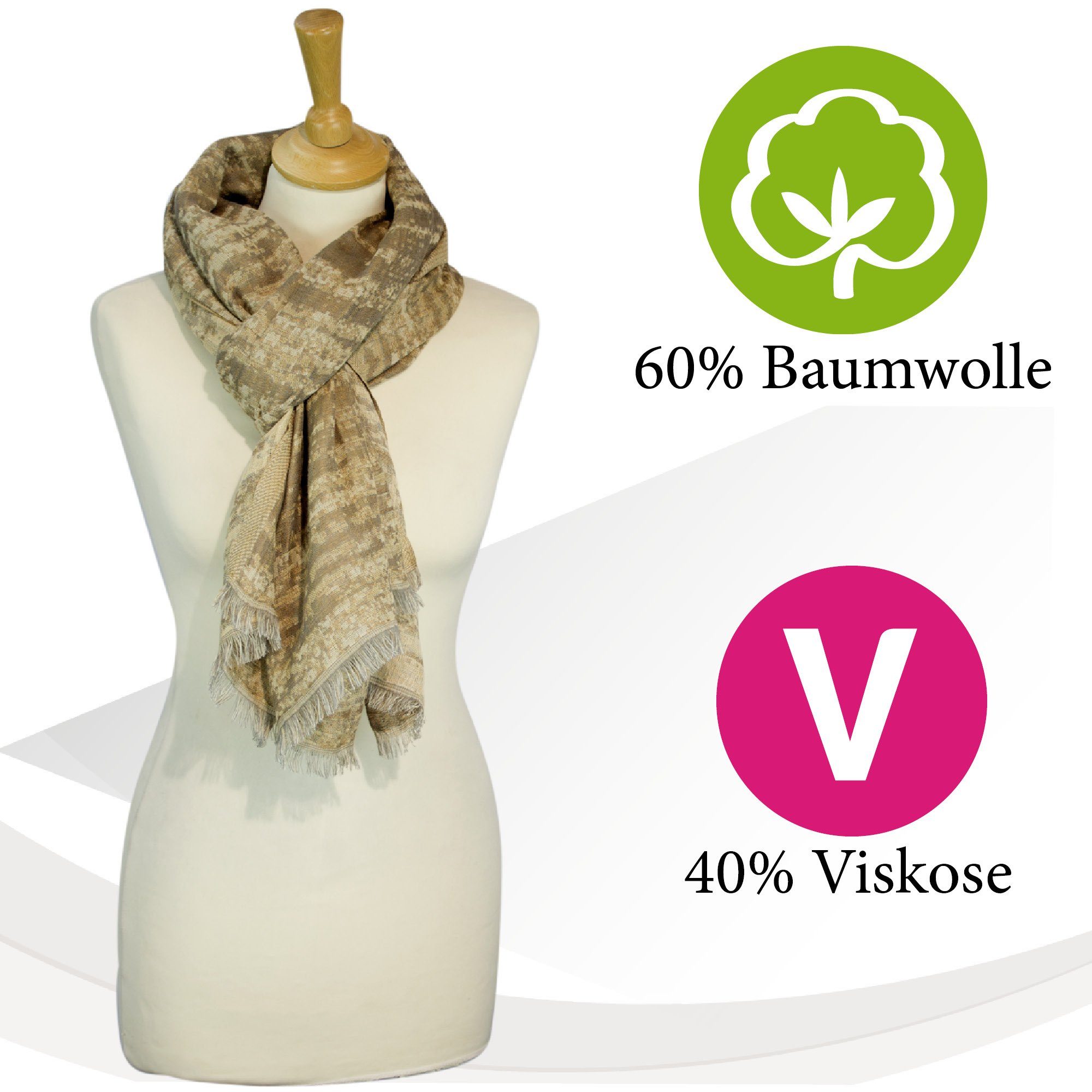 Sunsa Modeschal Winterschal Große Stola Halstuch Schal aus Baumwolle/Viskose