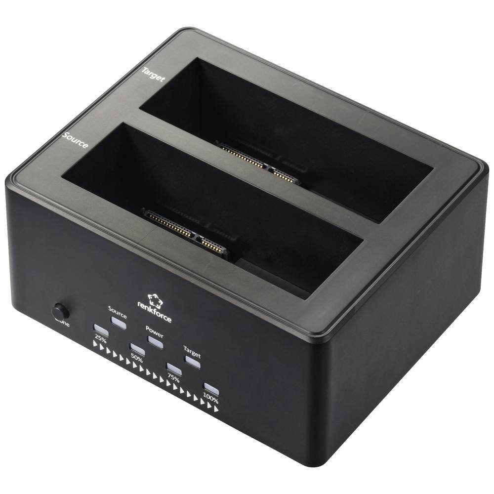 Renkforce Festplatten-Dockingstation USB 3 SATA 2-Port HDD-Dockingstation mit Cloning, mit Clone-Funktion, mit Erase-Funktion