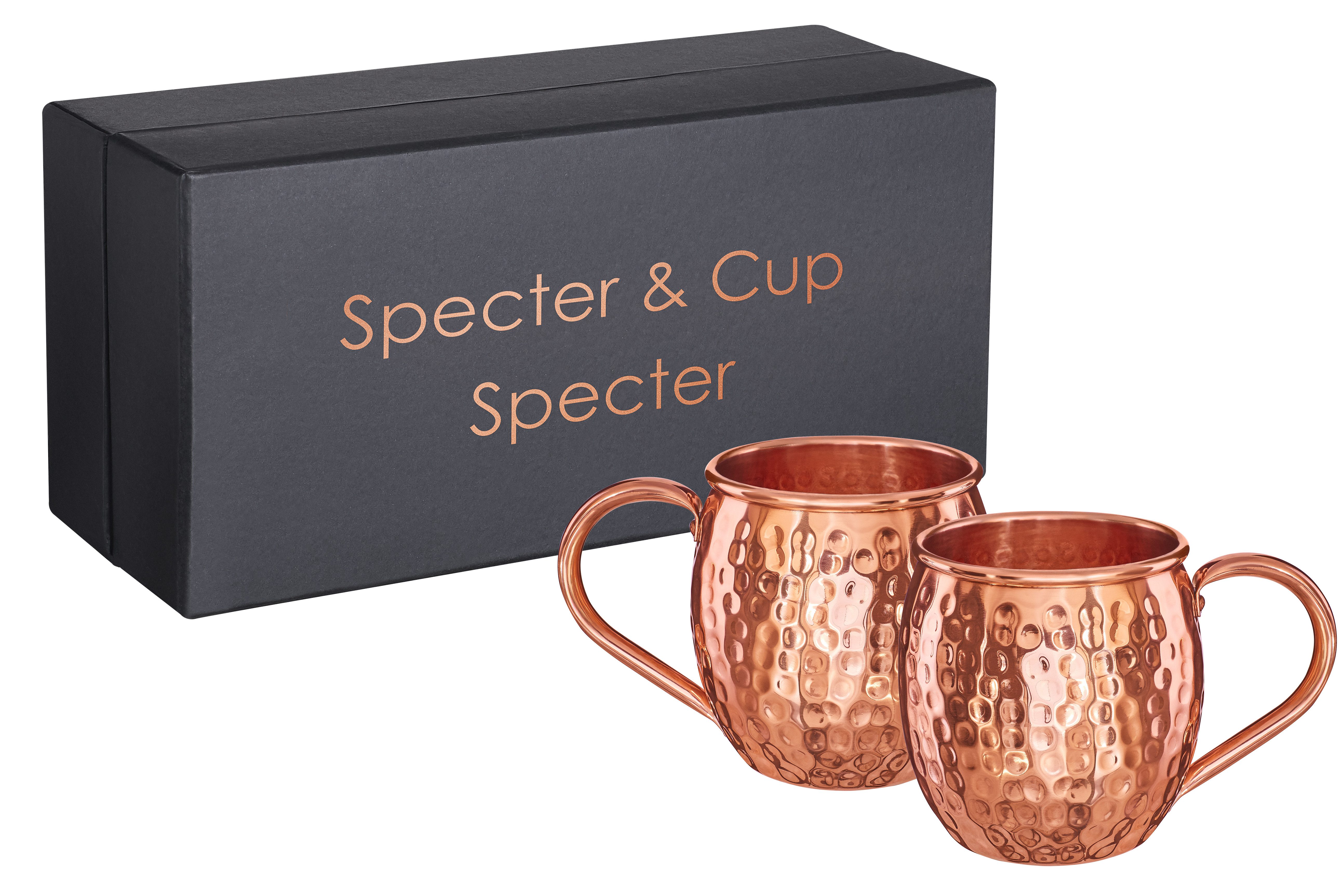Specter & Cup Cocktail-Set Moscow Mule Kupferbecher 2er Set, (2-tlg., Moscow Mule Kupferbecher 500 ml)