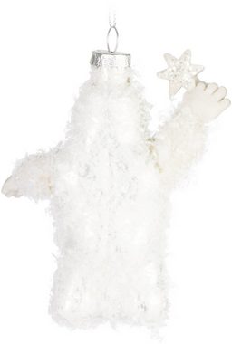 BRUBAKER Weihnachtsbaumkugel Yeti Weihnachtskugel aus Glas - Handbemalt - Christbaumschmuck Lustig (1 St), Baumkugel Schneemonster Figur Weihnachtsdeko