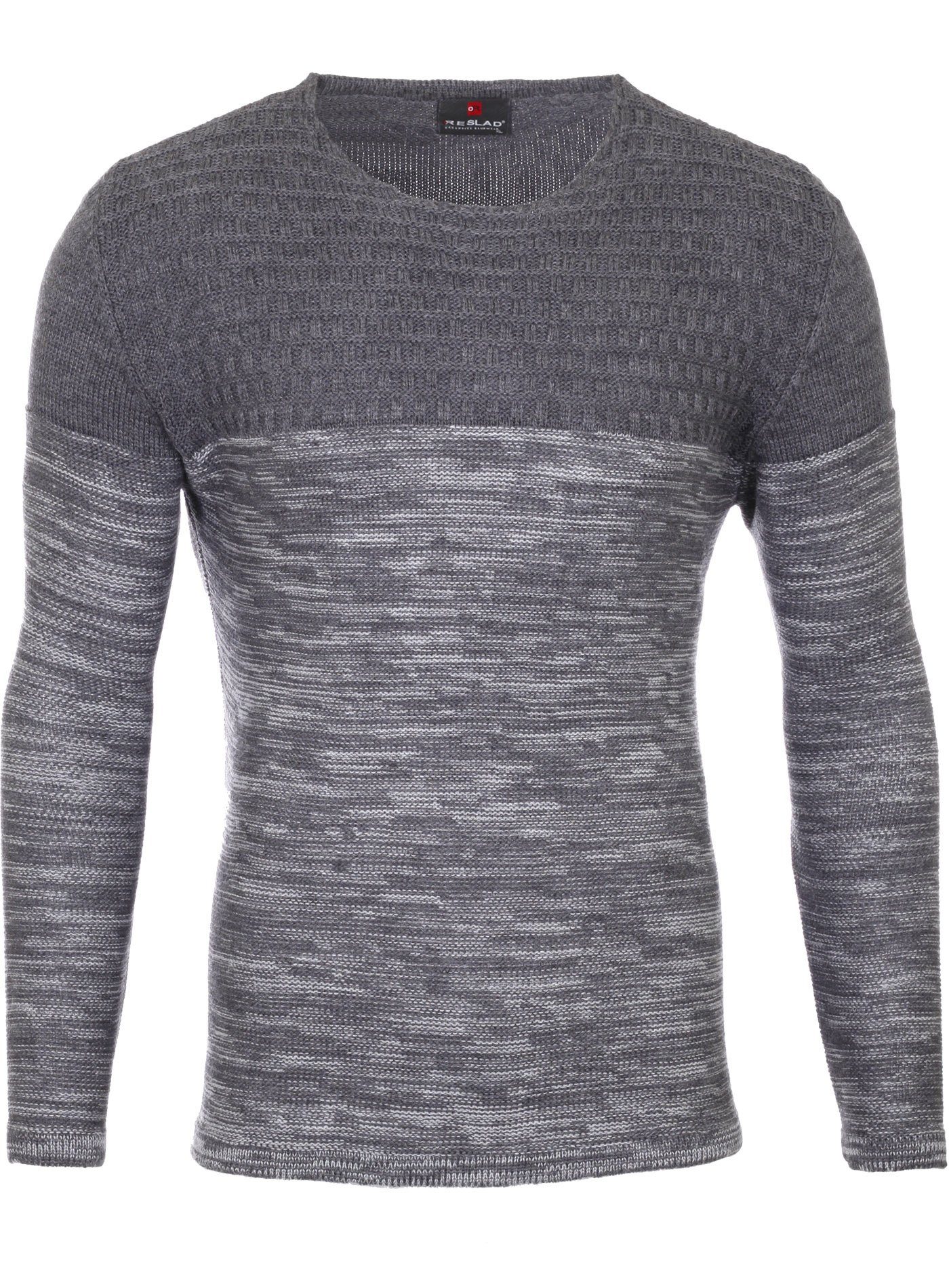 Reslad Strickpullover Reslad Strickpullover Herren-Pullover Melange Colorblock Rundhals (1-tlg) Slim Fit Rundhalspullover für Männer