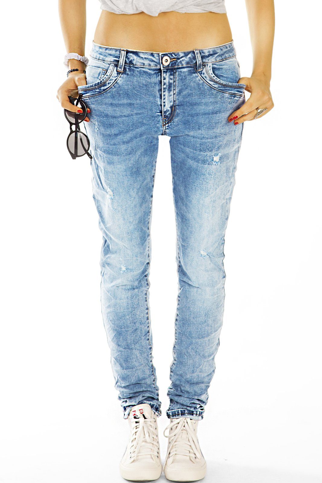 be styled Boyfriend-Jeans destroyed Hüftjeans, relaxed look used Damenhosen j20r-1 bequemen im