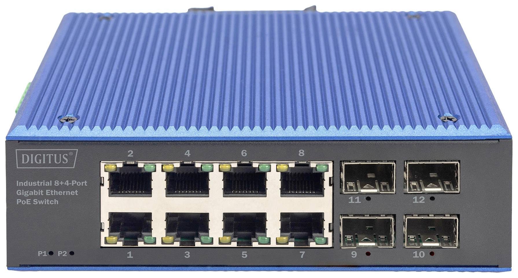 DIGITUS Switch 8+4 -Port Gigabit Ethernet PoE Netzwerk-Switch
