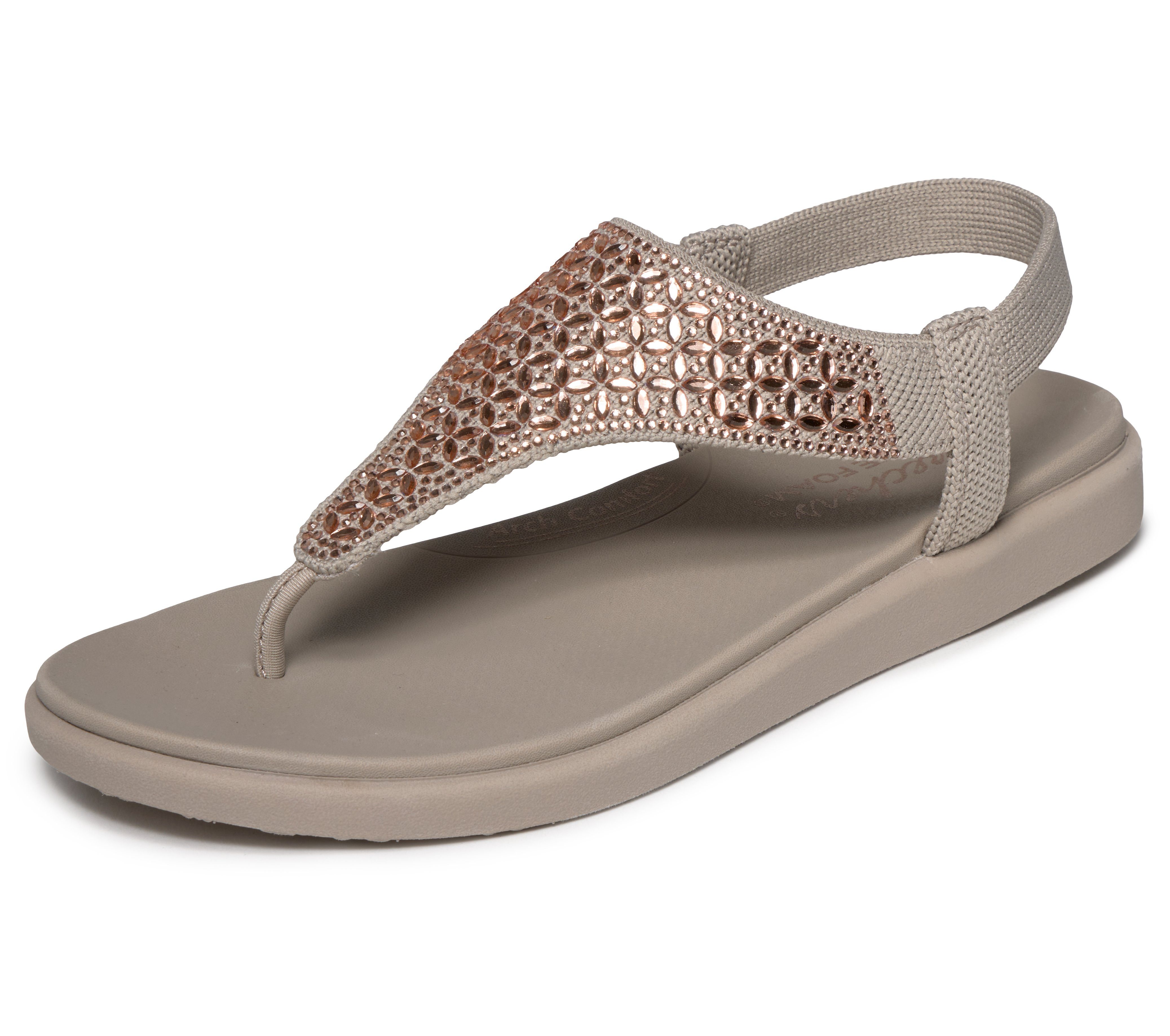 Skechers MEDITATION LUXE Sandale Sommerschuh, Zehentrenner, Strandschuh mit Glitzersteinchen