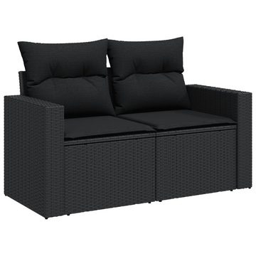 vidaXL Gartenlounge-Set 10-tlg. Garten-Sofagarnitur mit Kissen Schwarz Poly Rattan