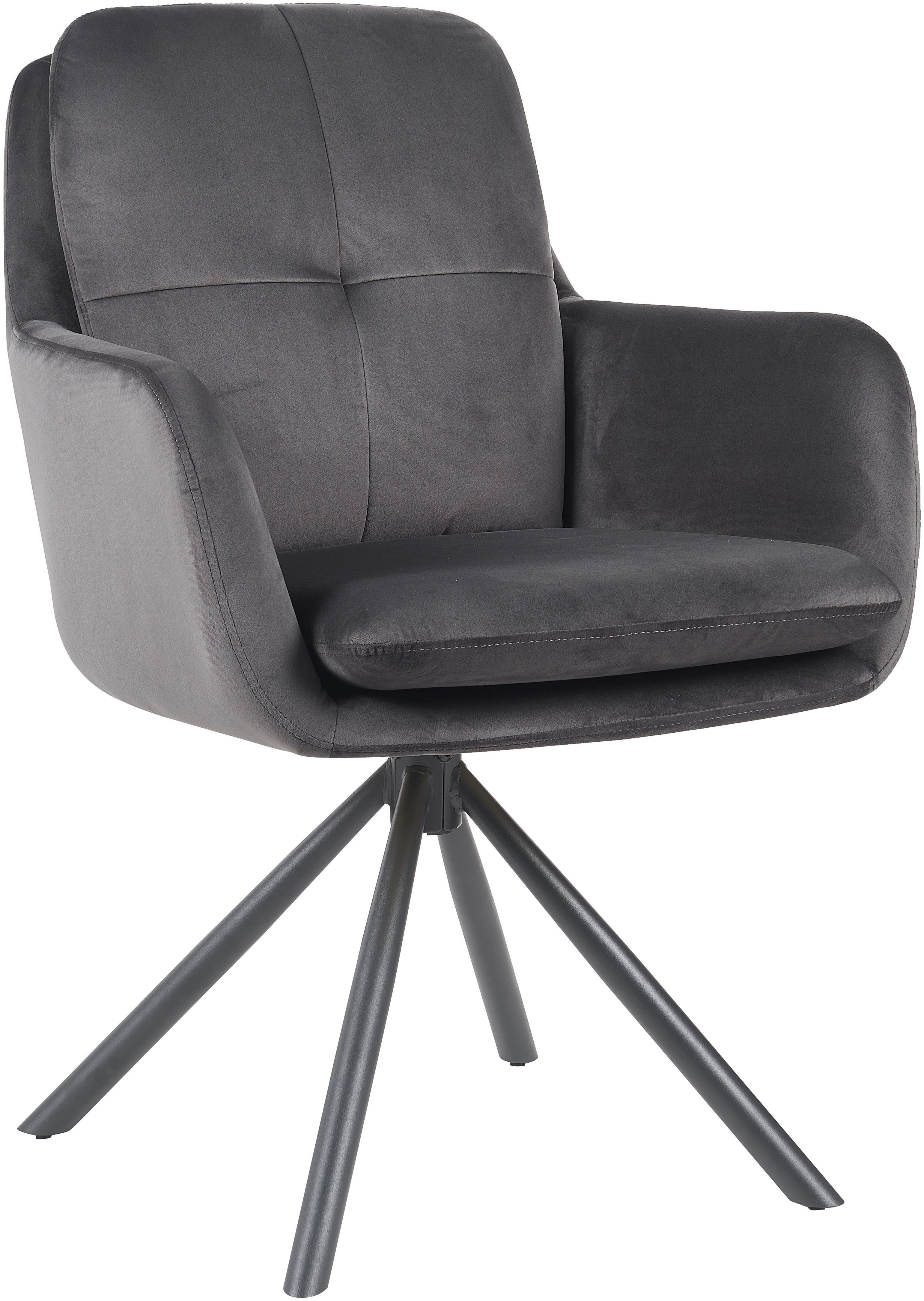 HELA Armlehnstuhl PARMA (Set, 2 St), 2er Pack, 360° drehbar, 4-Fuß, Kissenoptik, Samtvelour, Armlehnen