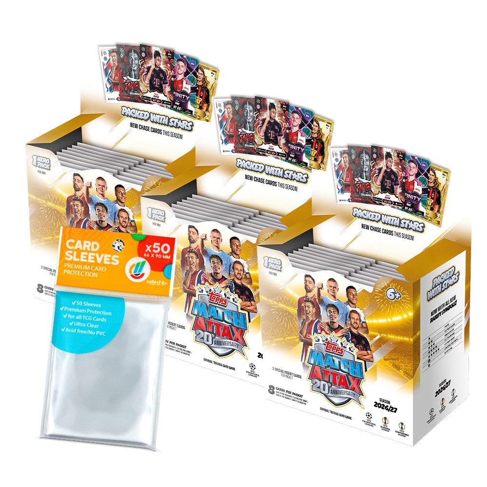 Topps Sammelkarte Match Attax Champions League 26/27 - 3 Display + collect-it Hüllen
