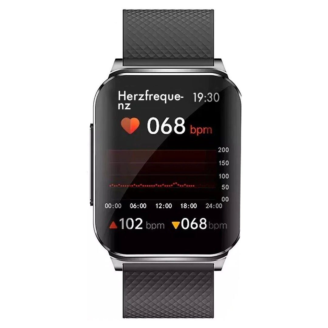 Knauermann Pro 2 Plus (2023) Smartwatch (1,83 Zoll), inkl. Schnell-Ladekabel Silikonarmband Schwarz | silber | alle Smartwatches