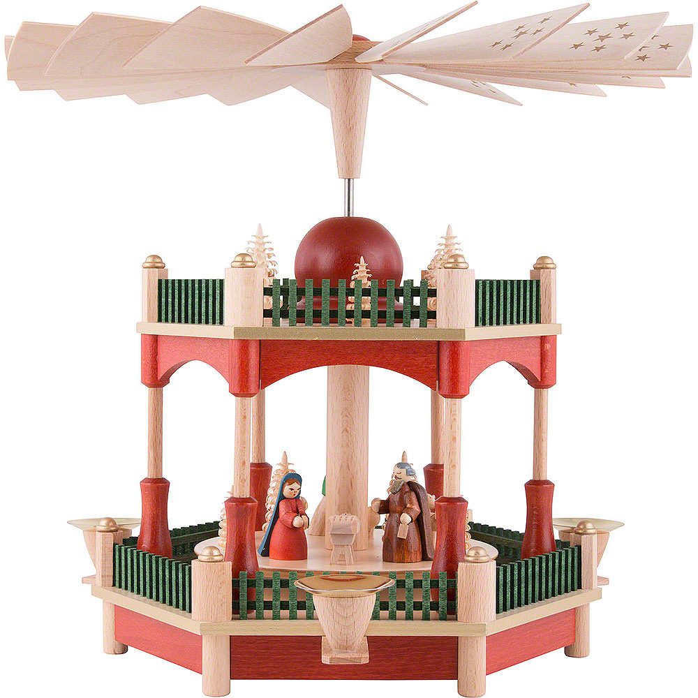 Erzgebirgische Volkskunst Richard Glässer GmbH Weihnachtspyramide 2-stöckige Pyramide Christi Geburt (28cm) von Richard Glässer