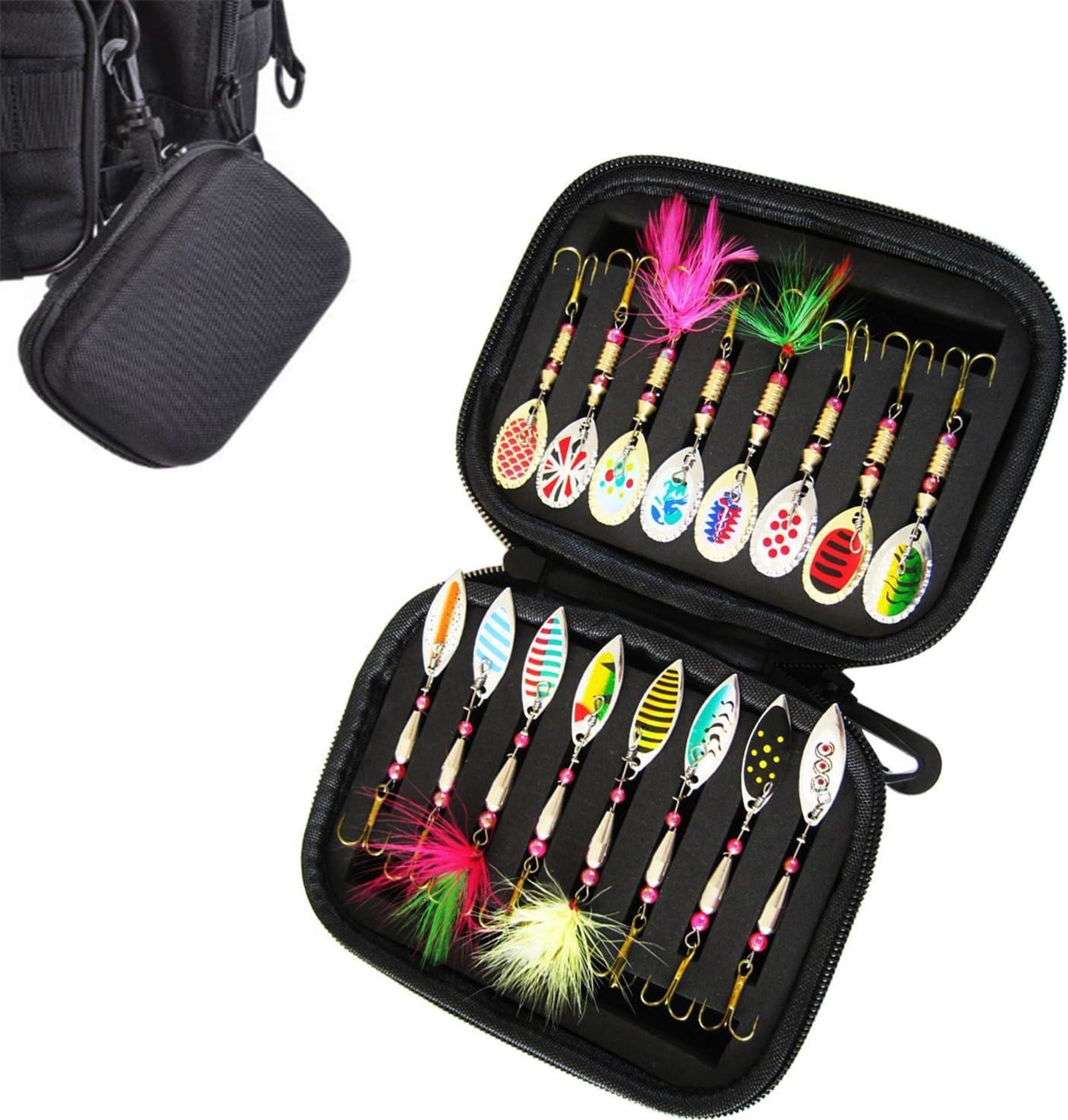 FELIXLEO Forellenhaken 16 Spinner Köder Set Angelköder mit Box für Forelle Barsch Hecht