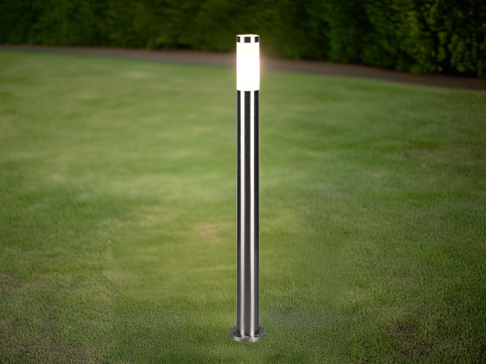 TRIO Leuchten LED Pollerleuchte aus Edelstahl Silber, Höhe 80cm, LED wechselbar, warmweiß, Wegbeleuchtung Garten-beleuchtung Gartenleuchten Strom Gartenlaterne