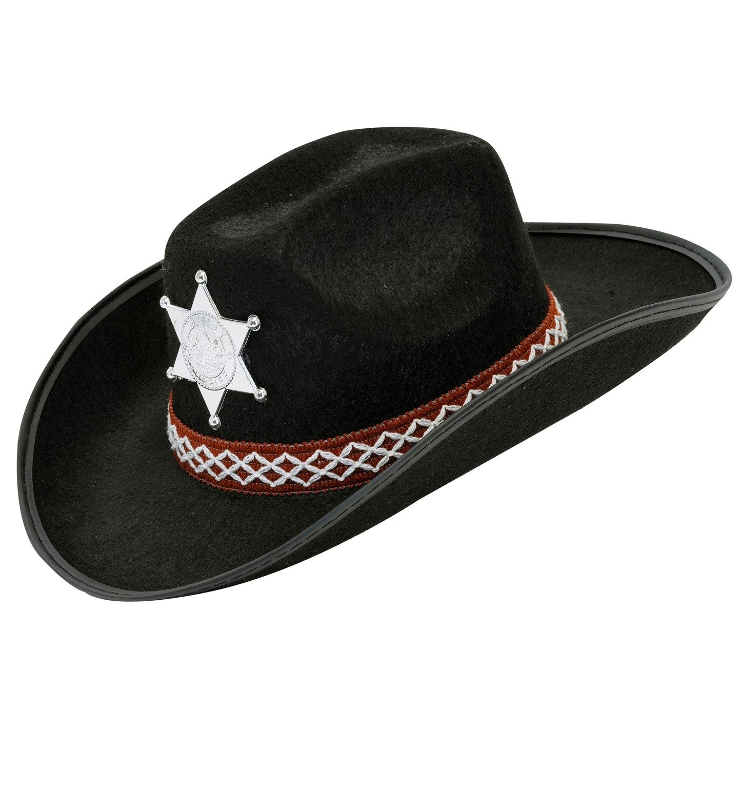 Kostüm Cowboyhut mit Sheriffstern für Kinder, Schwarz