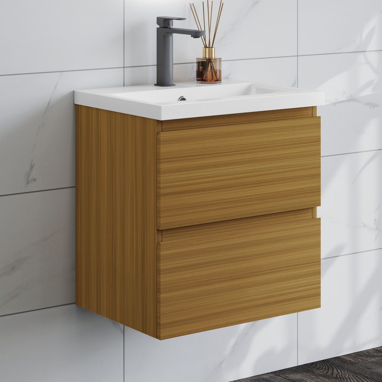 duschspa Waschtisch Waschbecken mit Unterschrank Badschrank Waschplatz Badmöbel Set, Matt, 50-120cm