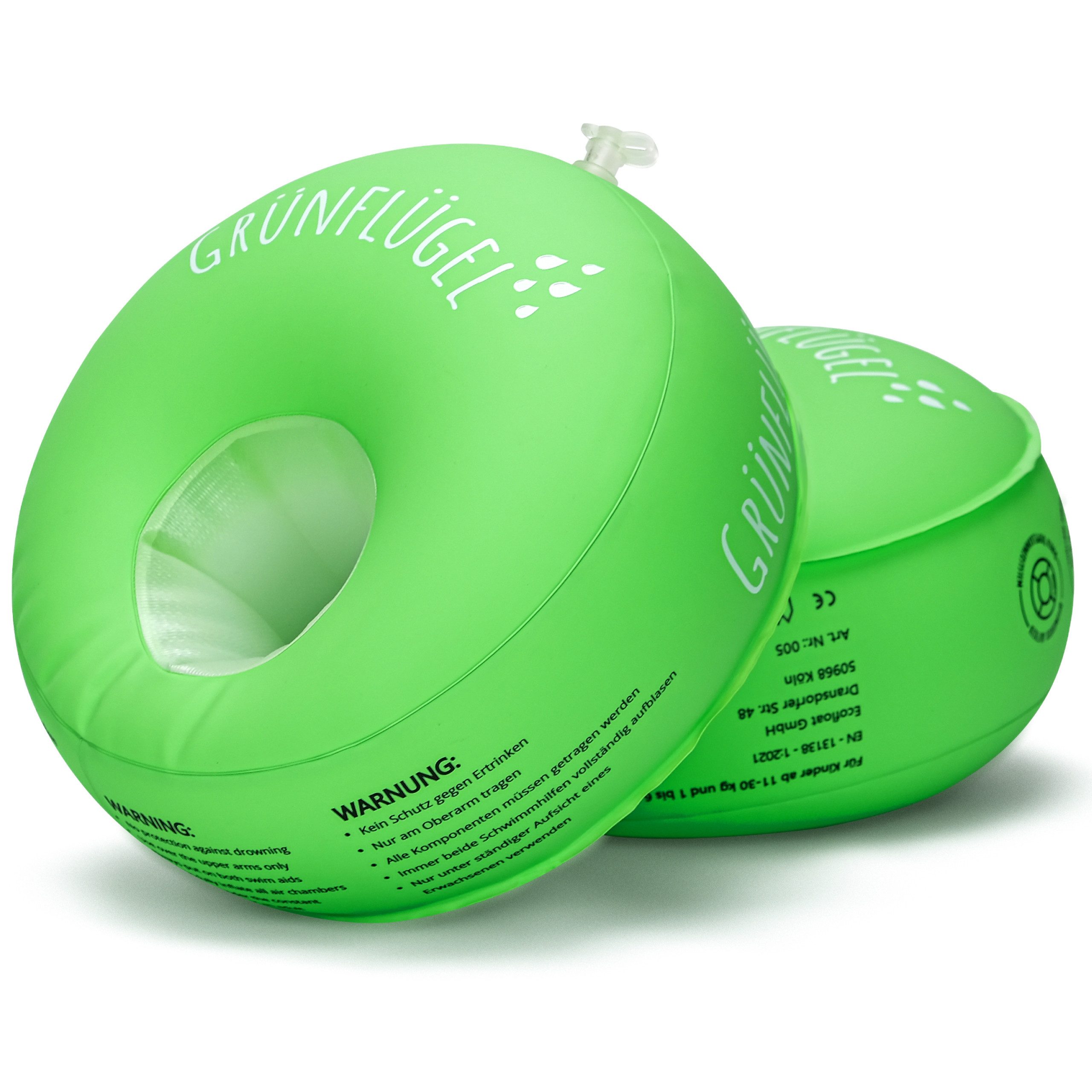 Grünflügel Schwimmflügel Oval, für natürlichen Sitz am Arm, ab 8 Monaten, 11 - 30 kg, Sicher & Hautfreundlich, Bewegungsfreiheit, Für Fortgeschrittene