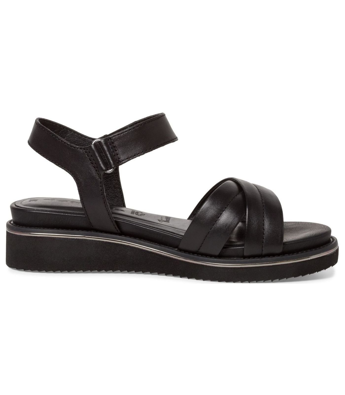 (BLACK Leder Sandalen Keilsandalette Tamaris LEATHER) Schwarz