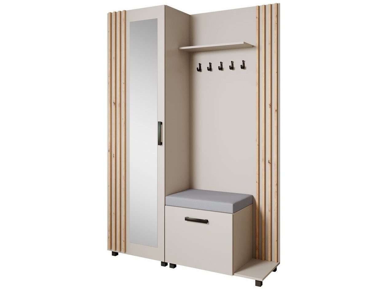 Beautysofa Garderoben-Set Livia – Design, Funktion und Ordnung in Perfektion, (Geräumiger Schuhschrank, mit praktischer Kleiderstange)