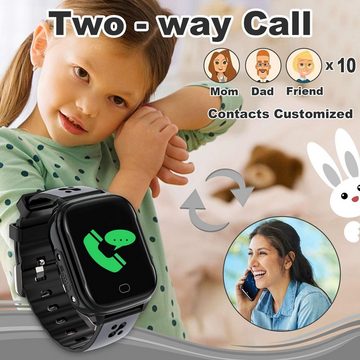FRLONE Für 3-13 Jahre Kinder Geburtstagsgeschenk Telefon – IP67 Smartwatch (1.44 Zoll), Mit Touchscreen 5 Spiele Kamera Alarm SOS Anruf Digital