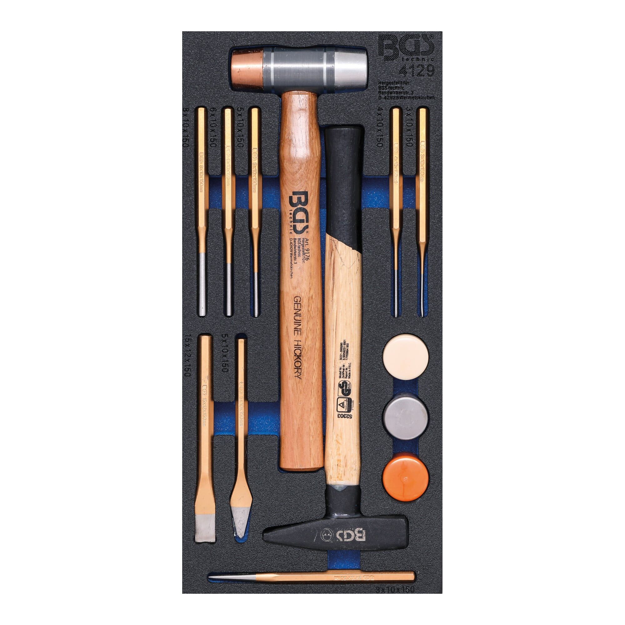 BGS technic Meißel-Set BGS Werkstattwageneinlage 1/3: Hammer- und Meißel-Satz 14 teilig