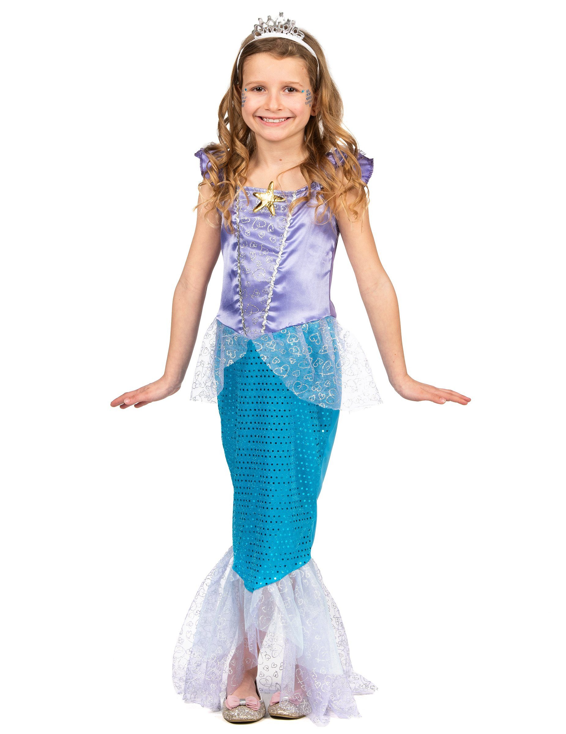 Partyanzug Meerjungfrau-Kostüm für Mädchen blau-violett