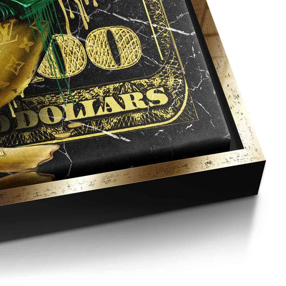 DOTCOMCANVAS® Leinwandbild, Leinwandbild schwarzer Limitiert - More Art - - Rahmen Pop Geld Duck Money