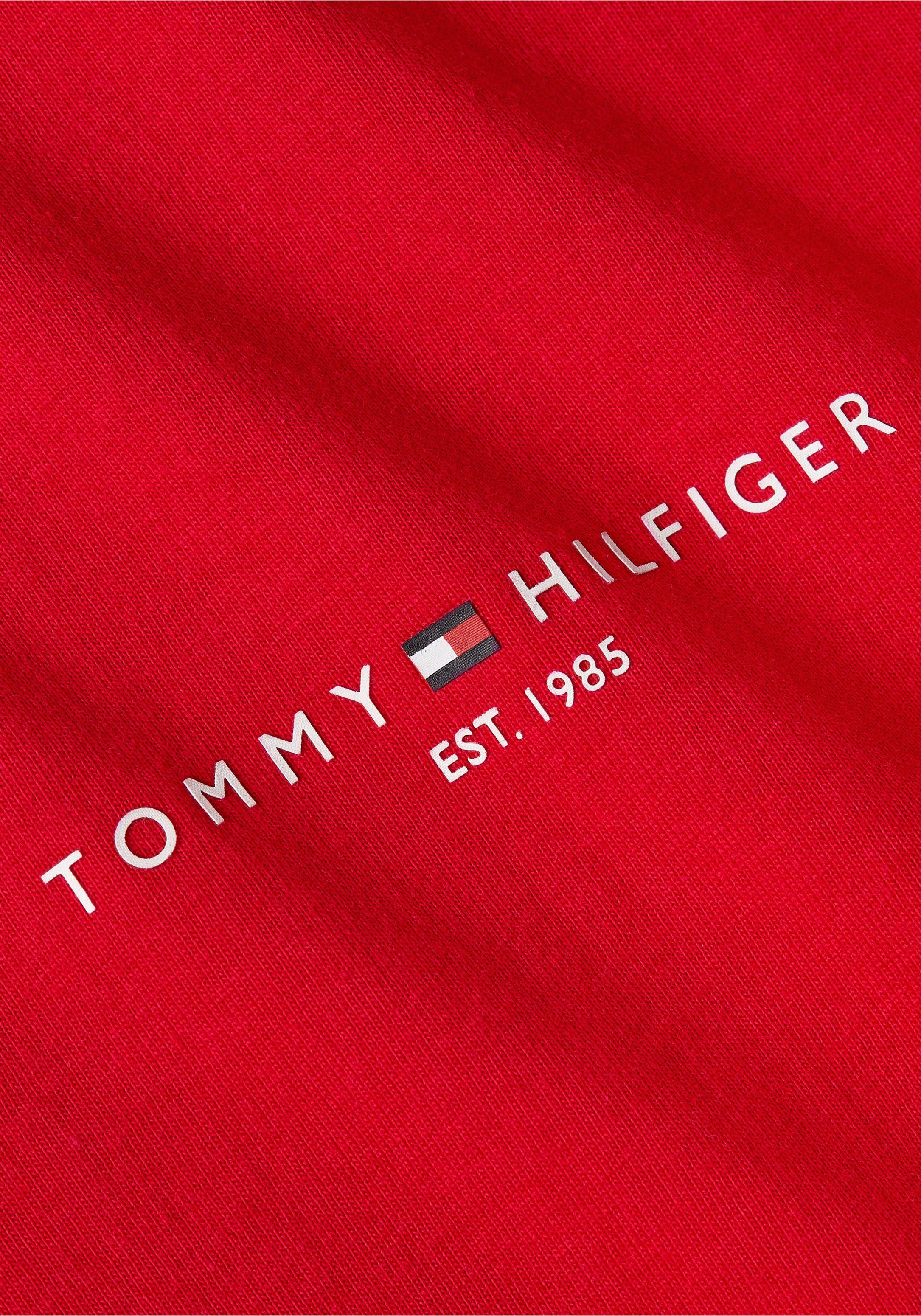 Tommy Hilfiger Rundhalsshirt GLOBAL STRIPE an beiden TH-Farben PREP Primary Red Streifen TEE mit Ärmeln in
