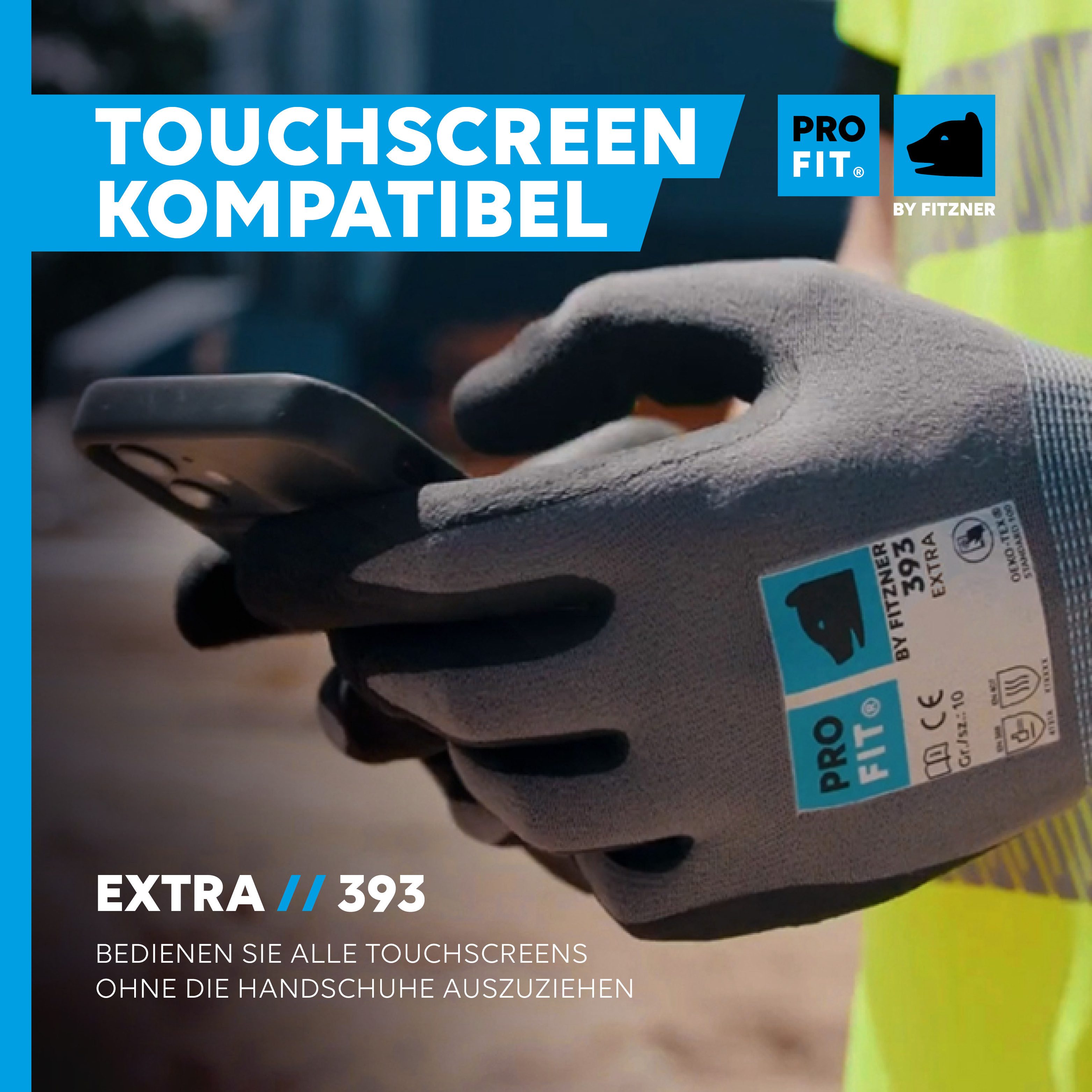 PRO FIT Montage-Handschuhe aus Nitrilschaum, Arbeitshandschuhe (12, Paar) ERGO-FIT Passform, Atmungsaktiv, Tastgefühl, Touchscreenfähig