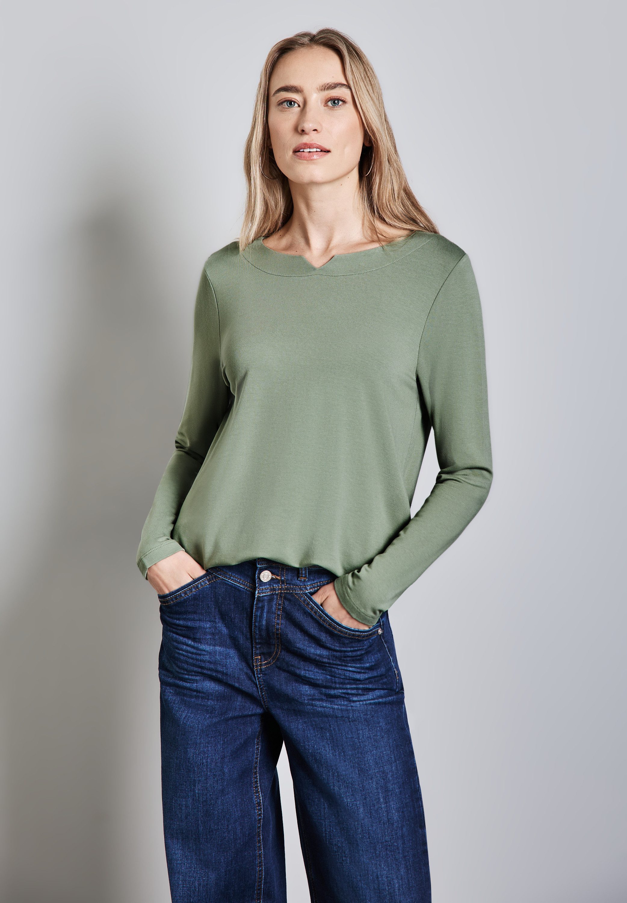 STREET ONE Langarmshirt, mit Elastiksaum günstig online kaufen