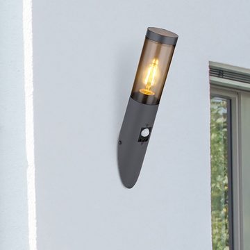 etc-shop Außen-Wandleuchte, Leuchtmittel inklusive, Warmweiß, Außenwandlampe mit Bewegungsmelder Edelstahl Wandleuchte Garten Fackel