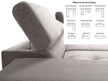 Möbel für Dich Ecksofa Galaxy Mini, mit Stoff- und Farbauswahl, mit Bettkasten, mit Schlaffunktion