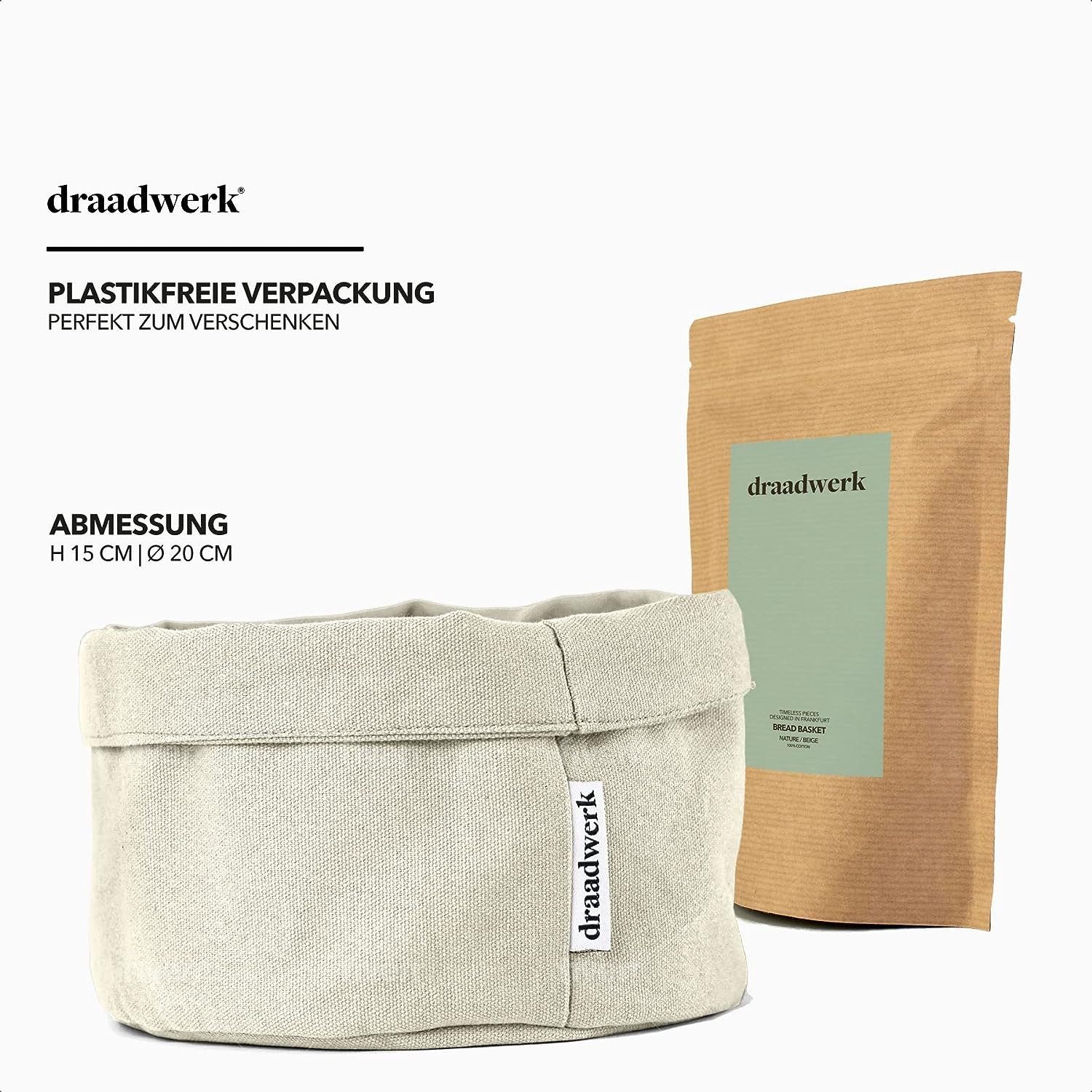 draadwerk® Brotkorb Brotkorb Stoff, Brötchenkorb, Aufbewahrungskorb, Frühstückskorb