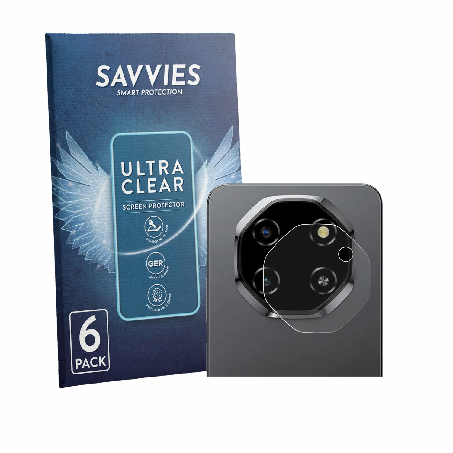 Savvies Displayschutzfolie Schutzfolie für Blackview Shark 6 5G (NUR Kameraschutz), 6 Stück, Displayschutz Schutz Folie Klar Transparent